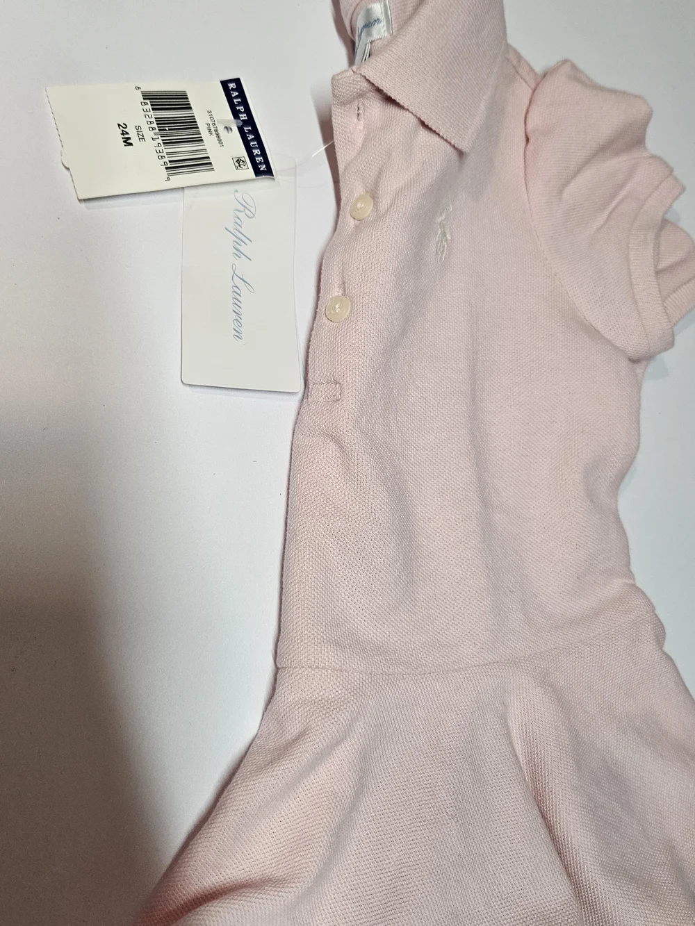 NWT Ralph Lauren Baby Girls Pink Peplum Polo Top Shirt 24M